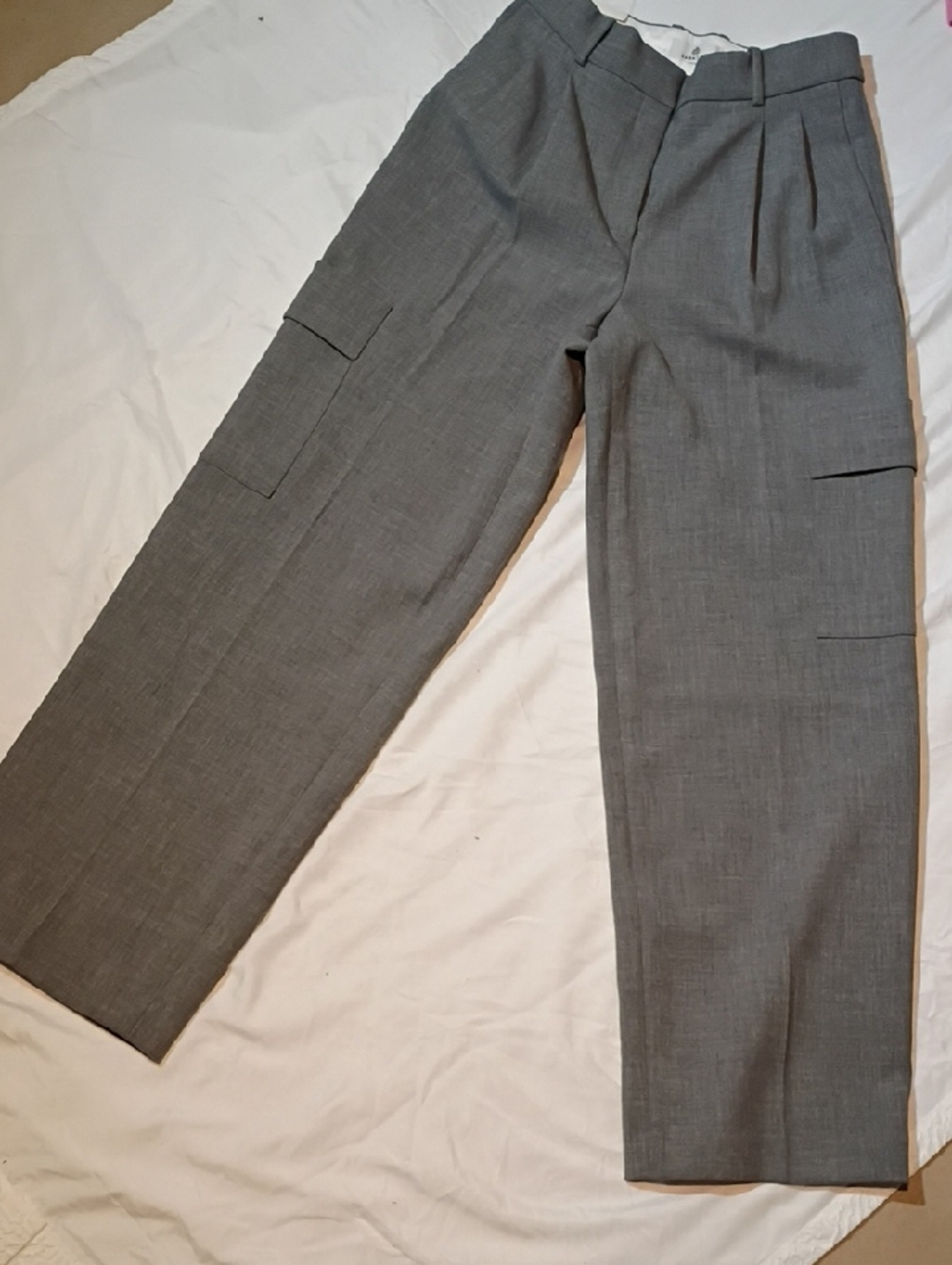 Aritzia Gray Pleated Cargo Pants